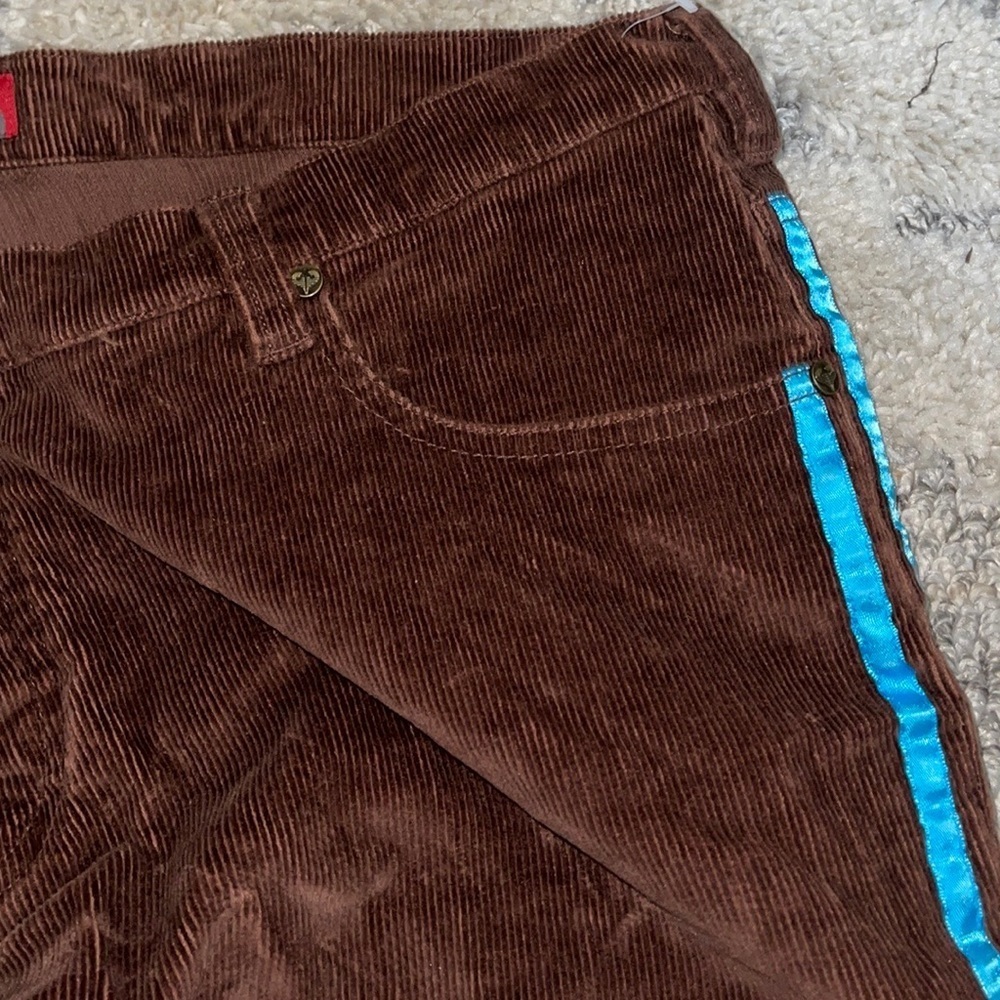 Vintage Boho Stretch Corduroy Pelle Pelle Ribbon Pants - Picture 9 of 11